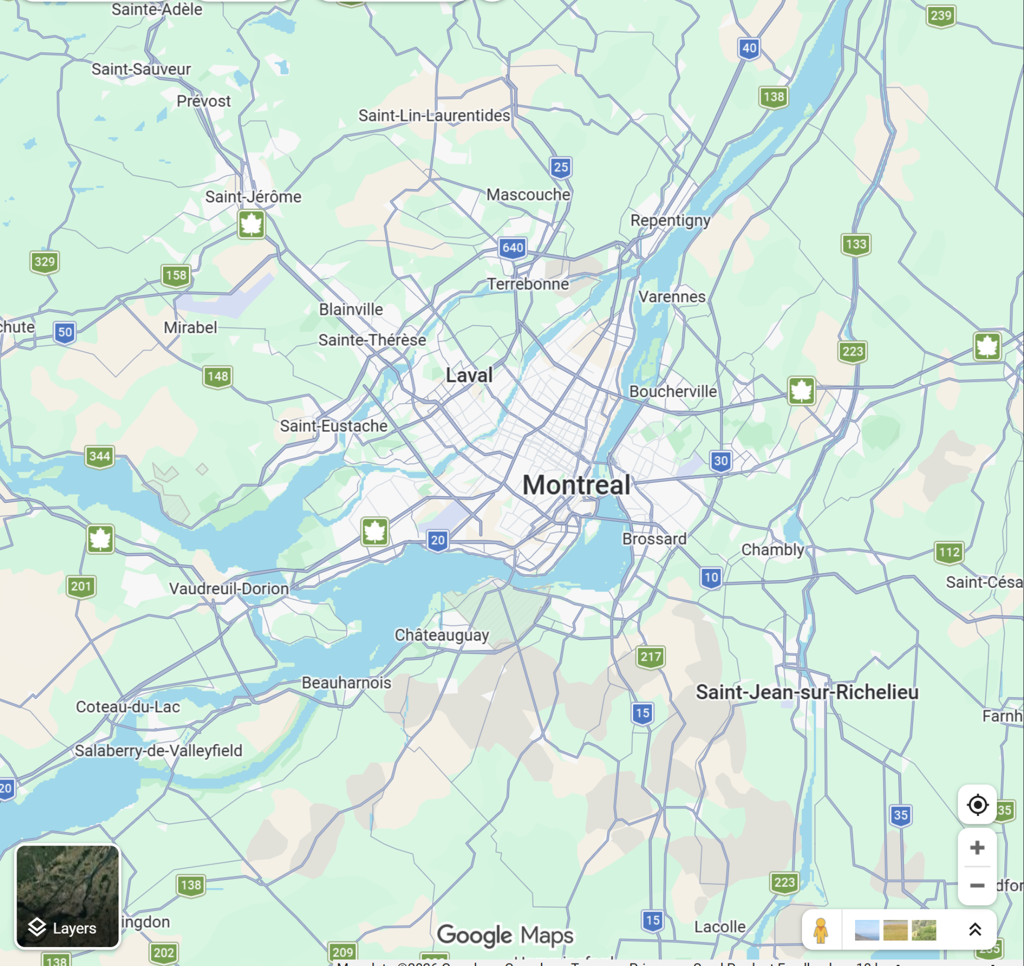 Coverage map Montreal Laval South Shore North Shore